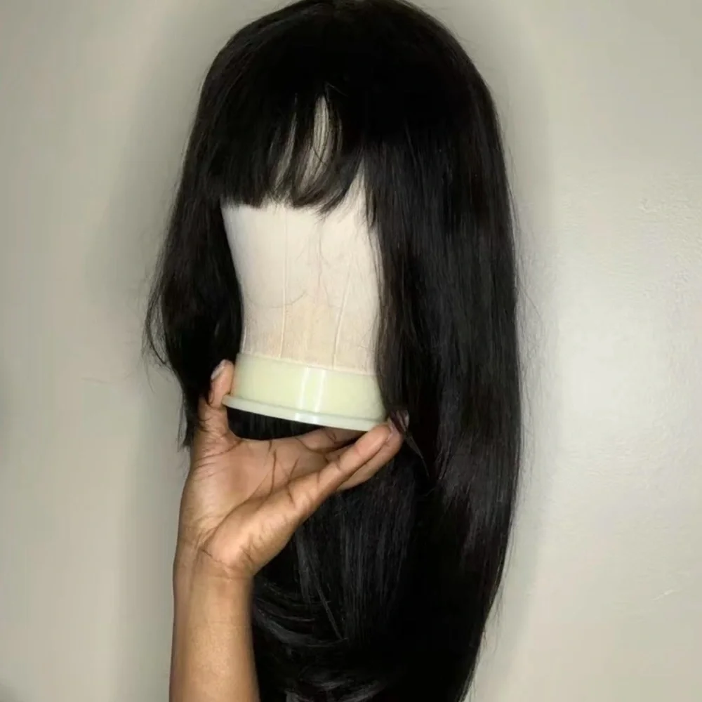 Natural Black Straight Women's Wig with Bangs and Layers